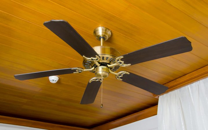 Ceiling fan in bedroom.