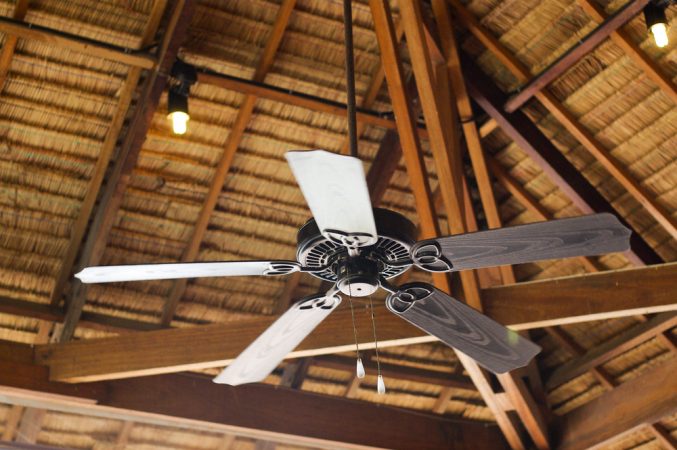 Vintage fan on wood ceiling